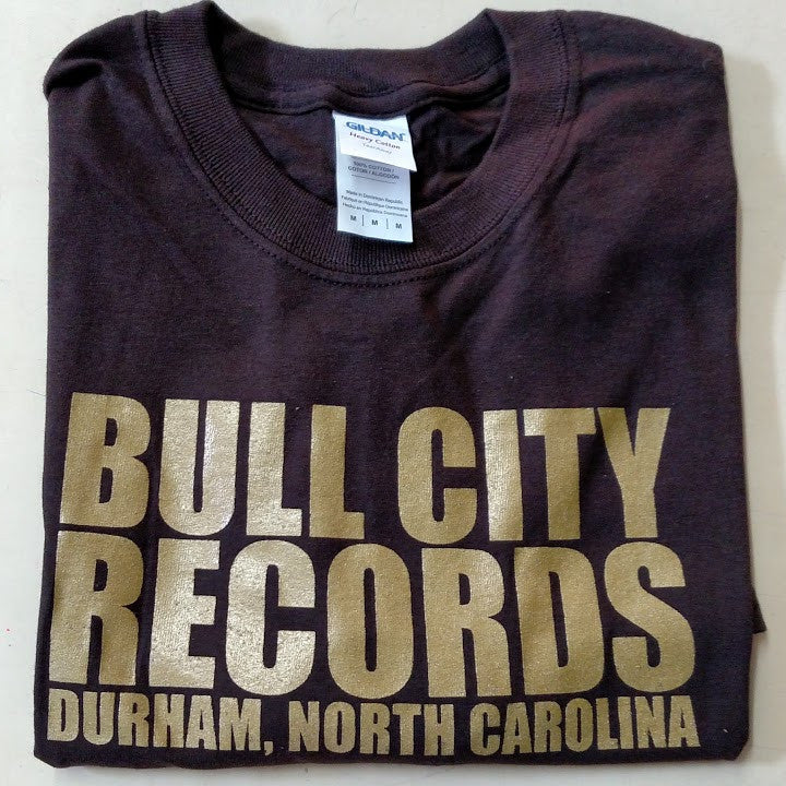 Bull City Records T-shirt! (Brown Shirt / Gold Ink)