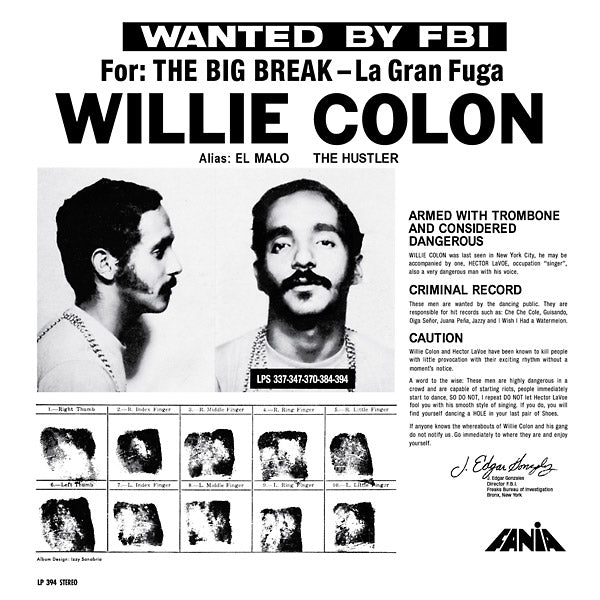 Willie Colon - Wanted by the FBI: The Big Break / La Gran Fuga LP